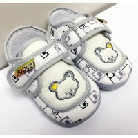 嬰兒軟底學步鞋: 灰色熊仔